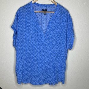 GAP Factory Women’s Short Sleeve V Neck Shirt Blouse Blue Size XL